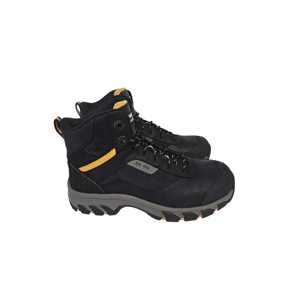 Dakota Men's Steel Toe Steel Plate Mid Cut Safety Hiker Boots 2401 Black 10.5W/L - Picture 2 of 8